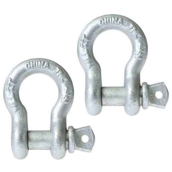 Anchor Shackle - Screw Pin - 1-1/8" Galvanized Steel - 9.5 Ton – 2 P