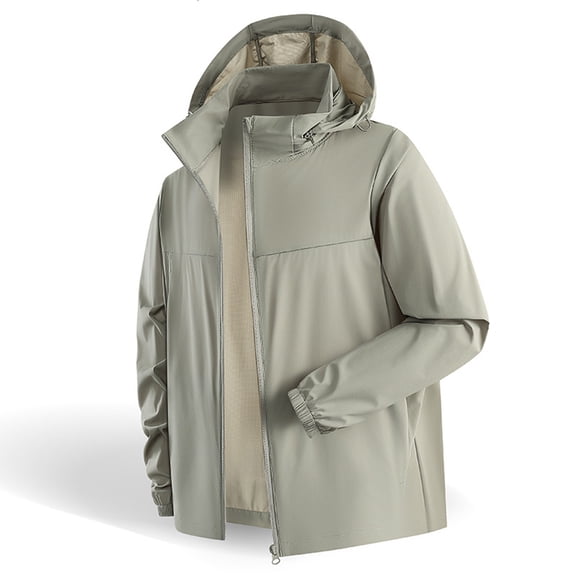 LEKWK Cooling Jackets for Men Sun Protection Long Sleeve Hooded Zip Up Windbreaker Jacket Lightweight Smooth Quick Dry Pockets Loose Outdoor Hiking Shirts Green XXXXXL