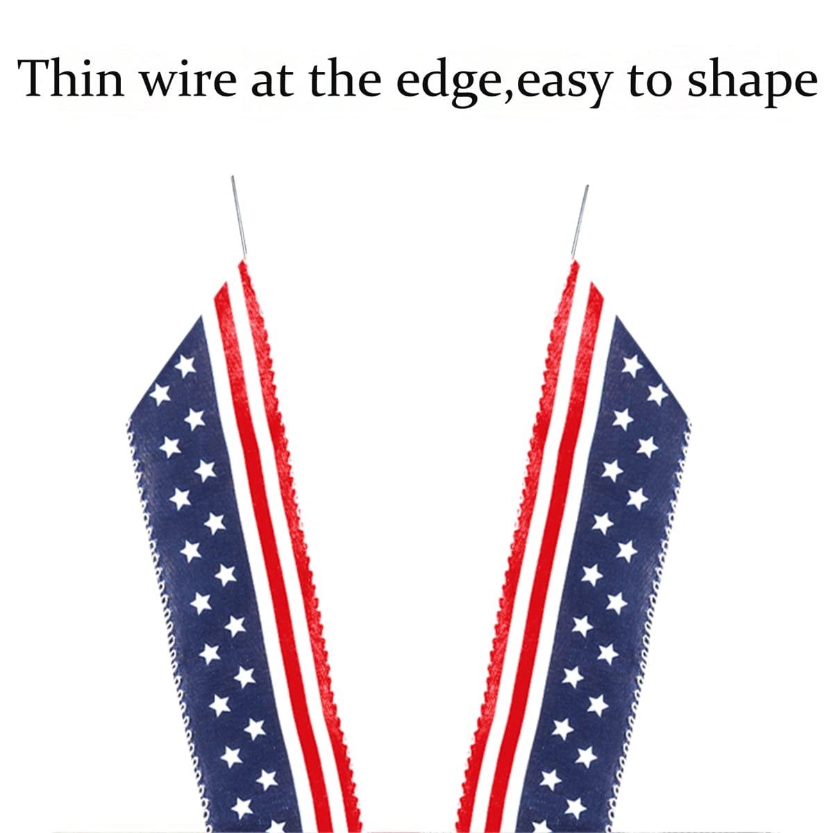 Blue 2 Pack Patriotic Ribbon Bows for Wreath and Holiday Decor