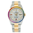 thumbnail image 1 of Pre-Owned Rolex Datejust 36MM 16013 Mother of Pearl Diamond Dial Rainbow Gemstone Bezel Two Tone Yellow Gold Oyster Bracelet, 1 of 8