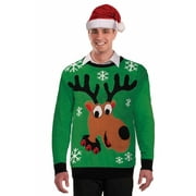 Santa's Reindeer Green Knitted Ugly Sweater Adult Christmas Shirt Men Women New