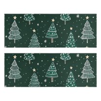 Kitchen Rugs Sets Of 2,Dark Green Christmas Tree Pattern Anti Fatigue Kitchen Mat Rugs Non Slip Washable,Decorative Kitchen Floor Mats for Kitchen,Sink,Laundry,17"X47"