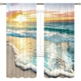 thumbnail image 4 of Ocean Curtains for Living Room Beach Scenic Decor Rod Pocket Coastal Seaside Sunrise Hawaiian Sea Wave Seashore Nautical Printed Bedroom Window Drapes Treatment Fabric 2 Panels 52Wx84L Inch, 4 of 5