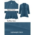 thumbnail image 6 of SHOWMALL Women's Plus Open Front Lightweight Cardigan 3/4 Sleeves Bolero Blue 4X Pleated Ruffles Hemline Shrugs, 6 of 7