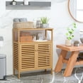 thumbnail image 5 of Gymax Bathroom Floor Cabinet Freestanding Bamboo Storage Organizer w/ Double Shutter Doors, 5 of 10