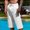 White, variant on FRSASU Men's cotton and linen Capri Pants Loose Fit Elastic Waist Wide Leg Baggy straight leg shorts White
