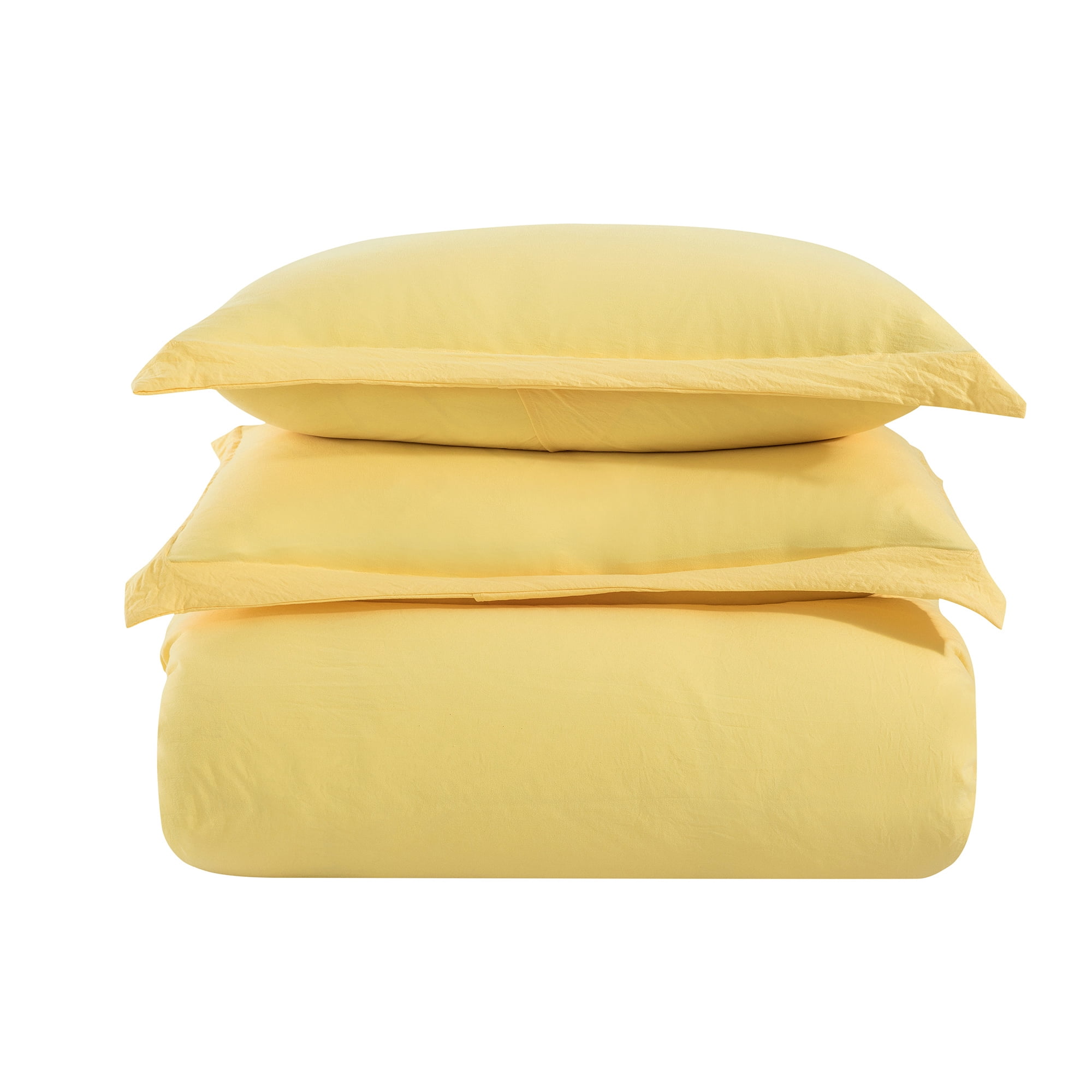 Sweet Home Collection Premium Quality Washed Crinkled Duvet Cover King Yellow