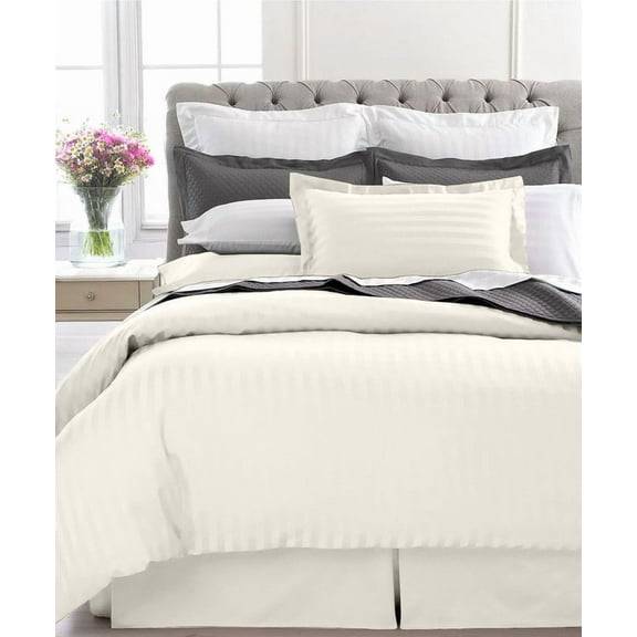 Home Design 1800 Series Luxurious Hotel Stripe Sheet Sets (Twin, Ivory)