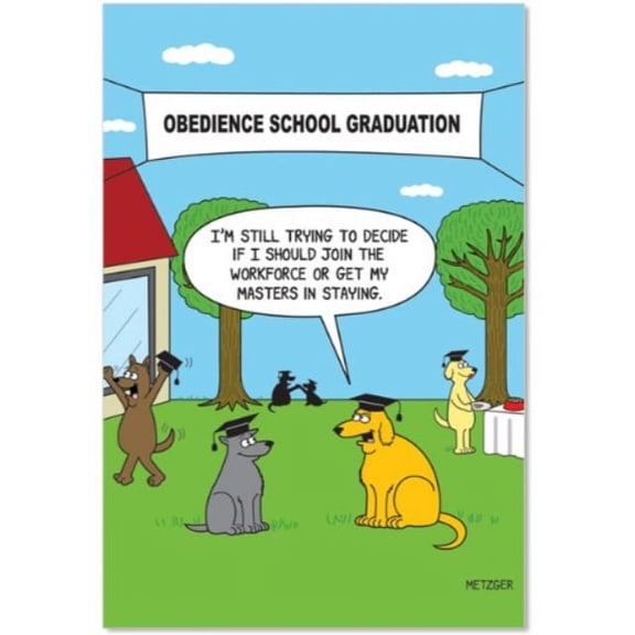 5330 'obedience graduation' - funny graduation greeting card with 5" x 7" envelope by nobleworks