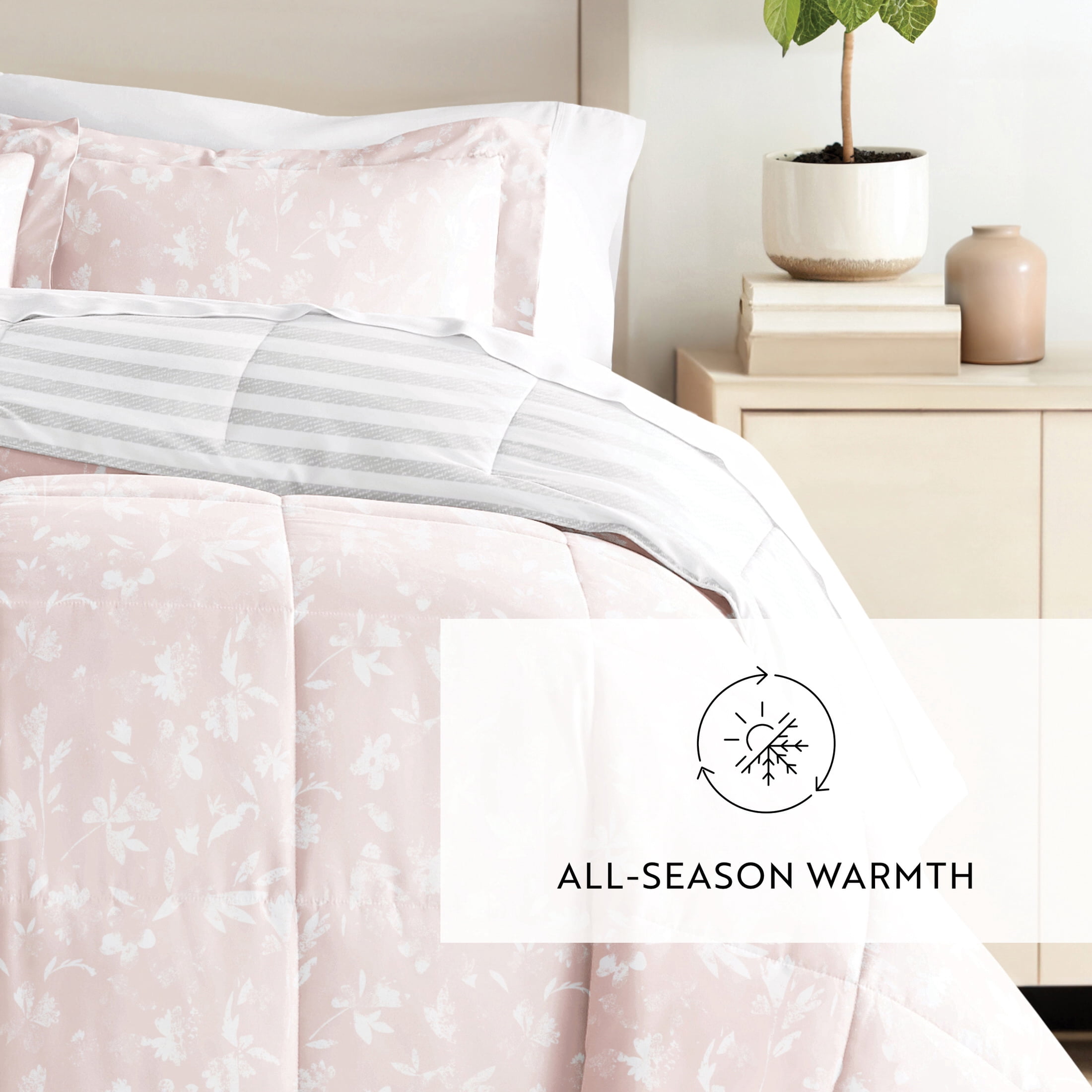 All Season Ultra Soft Comforter Set Lightweight Bedding in Pressed Flowers for Full/Queen Size by Comfort Canopy