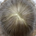 thumbnail image 4 of Lyricalhair French Lace Toupee for Men Hairpieces Mens Toupee Human Hair Replacement System Bleached Knots Lace with Poly Hair Wig Units 7"X9" #540 Medium Light Brown with 40% Gray, 4 of 6