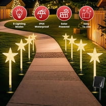 Imountek 8Pack Solar Christmas Stake Lights, 64LED Pathway Lights 8 Modes IP64 Waterproof Outdoor Decor for Garden Yard
