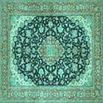thumbnail image 1 of Ahgly Company Indoor Square Medallion Turquoise Blue Traditional Area Rugs, 3' Square, 1 of 4