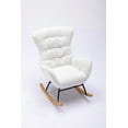 thumbnail image 3 of Rocking Chair, Teddy Fabric Glider Rocker Chair with High Backrest, Modern Rocking Accent Side Chairs with Armrests for Nursery Bedroom Living Room, Lvory, 3 of 7