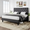 thumbnail image 3 of Sifurni Queen Fabric Upholstered Platform Bed Frame with Adjustable Diamond-Tufted Headboard, Dark Gray, 3 of 9