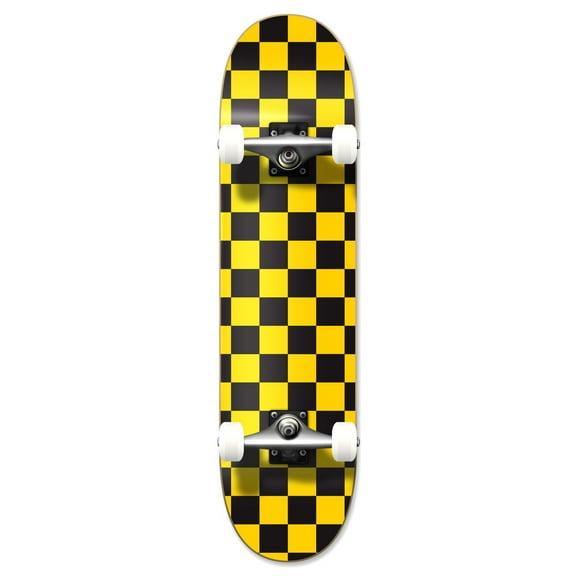Yocaher Graphic Complete 31" x 7.75" Skateboard - Checker Yellow