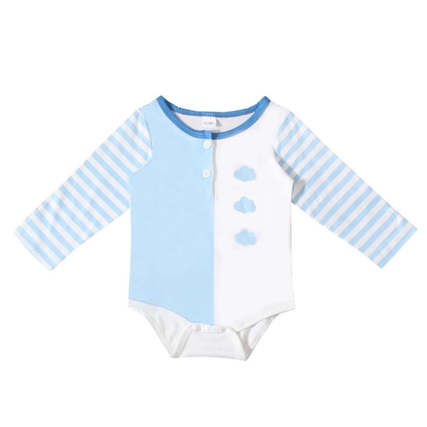 Traje de Manga Larga para Niños Primavera Impresa Romper de Bebé, Poliéster Suave Transpirable, Lindo Botón Cierre Desgaste Casual