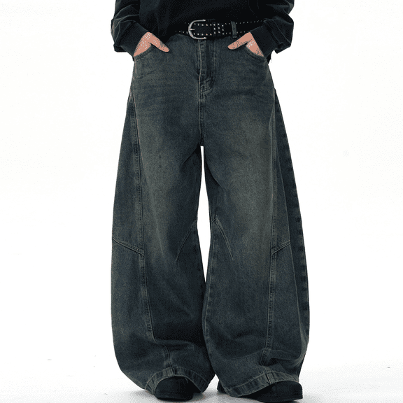 Mrmall Baggy Jeans for Men Y2K Vintage Hip Hop Wide Leg Jeans Skater Streetwear Loose Fit Casual Denim Jeans