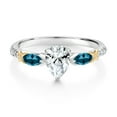 thumbnail image 2 of Gem Stone King 925 Silver 10K Yellow Gold Pear Shape White Created Sapphire London Blue Topaz and White Lab Grown Diamond Engagement Ring for Women (1.45 Cttw, Gemstone September Birthstone, Size 6), 2 of 3