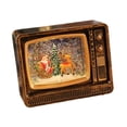 thumbnail image 1 of Globo de nieve navideño con forma de TV, linterna, caja de música iluminada para mesa de fiesta de Navidad Carro de ciervos Retro Gold, 1 of 7