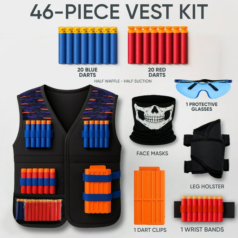 JoyX, Kids Vest Play-set, Foam Darts 40, Compatible with Nerf