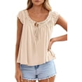 thumbnail image 4 of PRETTYGARDEN Womens Tie Front Tank Tops Summer Fashion Cap Sleeve Babydoll Blouses Flowy Shirts Spring Going Out Outfits, 4 of 8