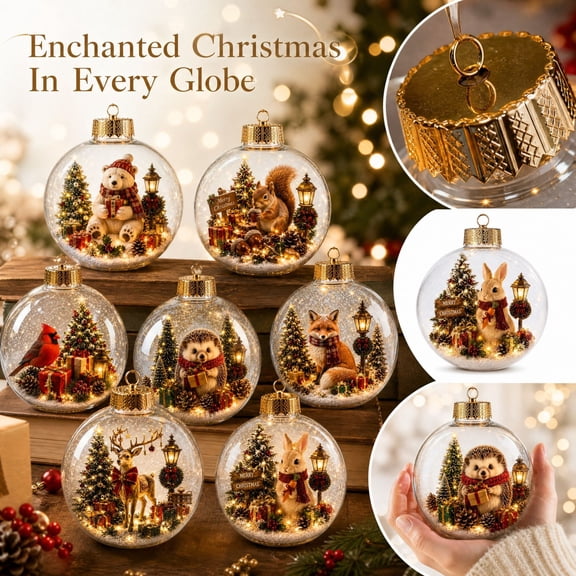 Light Up Christmas Snow Globe with Rustic Christmas Decor Design, Illuminated Christmas Decorations for Home with Festive Polar Bear Scene, Perfect Christmas Gift and Christmas