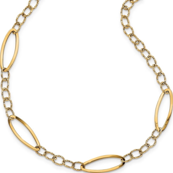 14K Yellow Gold Jbsp's Polished D/C Fancy Link Necklace (24 X 5.72) Made In Italy lf1458-24