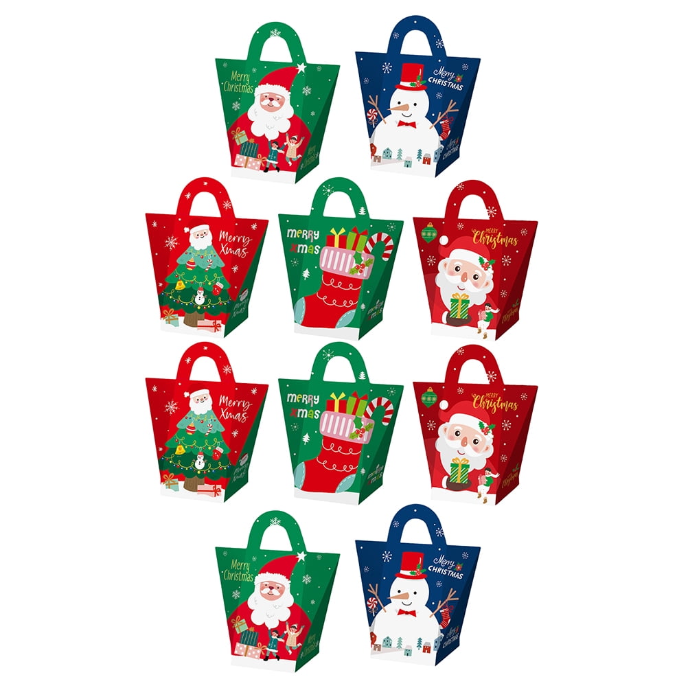 10pcs Christmas Elements Portable Gift Bag Candy Boxes (Random Color