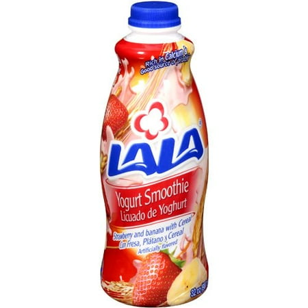 LALA Straw & Banana With Cereal Yogurt Smoothie Drink, 32 oz - Walmart.com