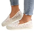 thumbnail image 4 of NOKIO Women'S Walking Shoes Women'S Breathable Sports Sneakers Women Floral Casual Shoes Casual Slip On Sneakers Soft Sole Flat Hollow Breathable Mesh Fashion Casual Slip On Sneakers, 4 of 6
