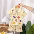thumbnail image 2 of YDFCWXW Toddler Button Up Pajamas Summer Pjs Girls Boys 1-12 Years (Yellow, 9-10 Years), 2 of 4