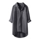 thumbnail image 1 of Camisa de cuello redondo de lino para mujer: top transpirable de manga larga, color liso, ropa informal para el día a día, tallas S-XXXL, lavado a mano, 1 of 4
