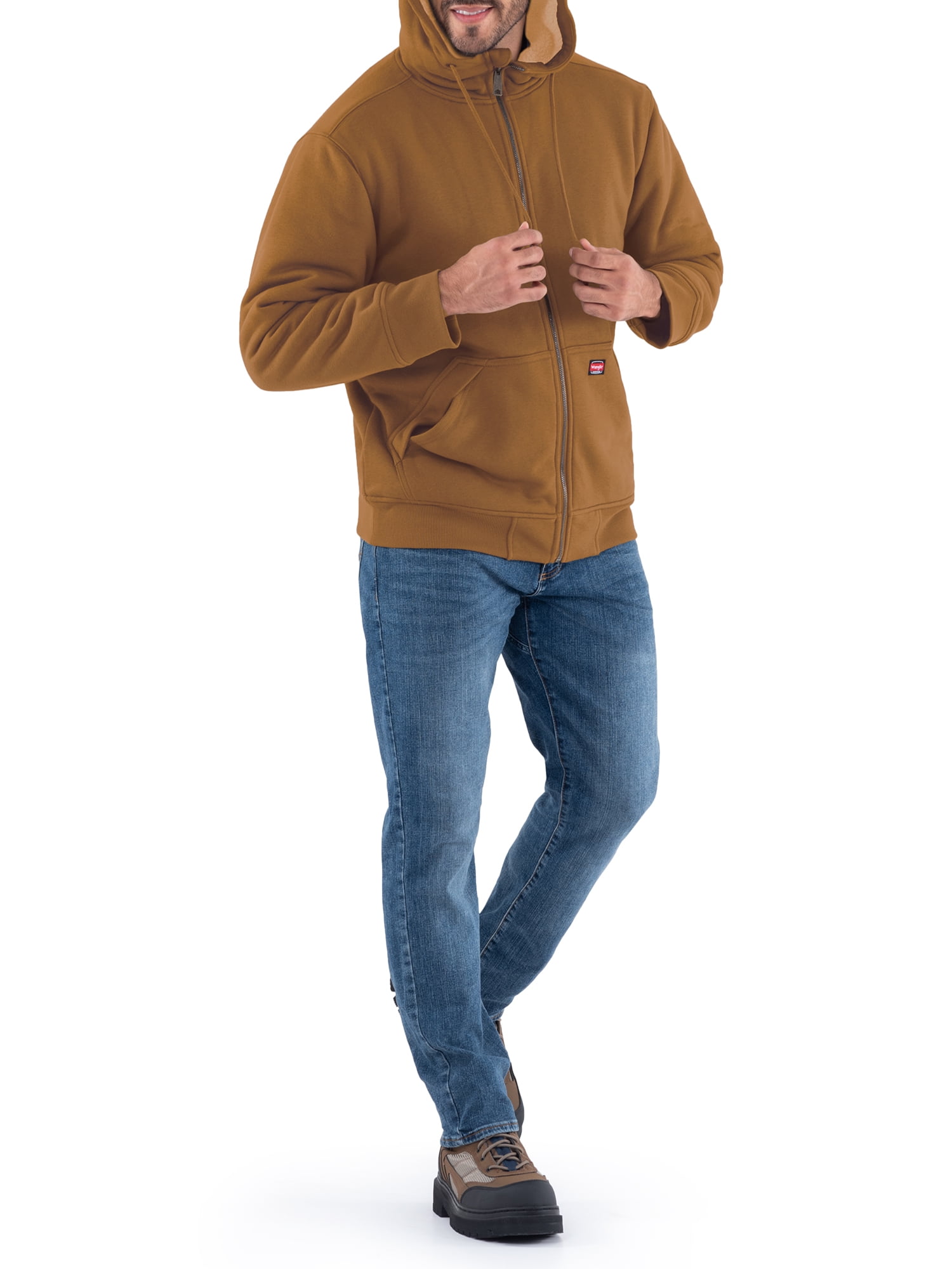 Wrangler Workwear Men's & Big Men's Full Zip Sherpa Lined Hooded Sweatshirt, Sizes S-5XL