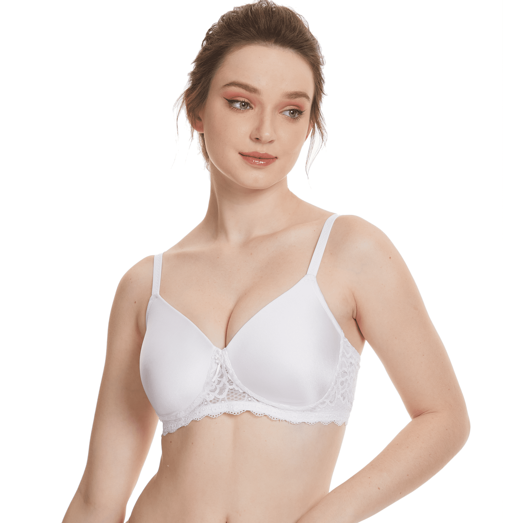 BIMEI Women's Mastectomy Bra Pockets Seamless Molded Bra Lace Contour  Post-Surgery Invisible Pockets for Breast Forms Everyday Bra 9828,Nude, 44A  