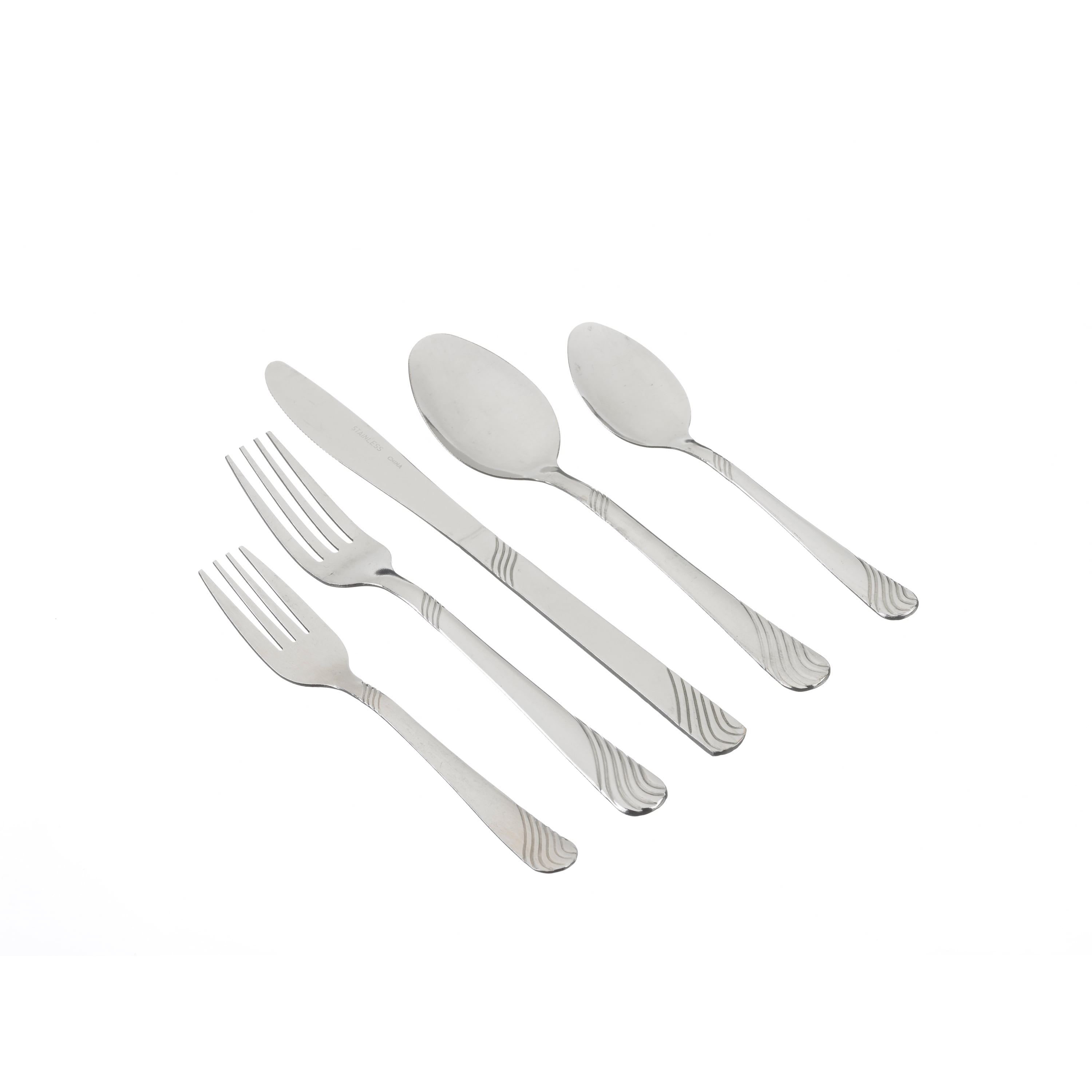 Mainstays Swirl 49 Piece Stainless Steel Flatware and Organizer Tray