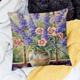 thumbnail image 2 of SHANXI Lavender Cottage Vase Farmhouse Leaves Flower Wooden Rustic Artistic Purple Yellow Velvet Comfortable Washable Couch Bedroom Playroom 24x24in, 2 of 5