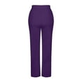 thumbnail image 6 of OGLCCG Womens Straight Leg Yoga Pants Elastic High Waist Wide Leg Work Dress Pants with Pockets Solid Color Casual Stretch Lounge Trousers,L,Purple, 6 of 7