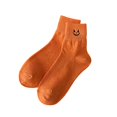 thumbnail image 3 of Cute Halloween Socks Pumpkin Bat Embroidered Crew Socks (Orange One Size), 3 of 4