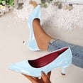 thumbnail image 2 of Gpaecead Women's Pointed Toe Kitten Heel Pumps Patent Leather Elegant Cushioned Dress Heels For Office Wedding Party Formal Events Light Blue, 2 of 5