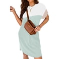 thumbnail image 3 of Fantaslook Summer Color Block Dresses for Women Crewneck Short Sleeve T shirts Dress Ribbed Dresses with Pockets, 3 of 8