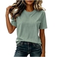 thumbnail image 4 of Admvng Women's Striped T-Shirt Crew Neck Short Sleeve Casual Solid Basic Tee Tops, 4 of 7