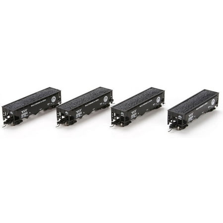Athearn N Scale 40' 3-Bay Offset Hopper/Load Baltimore & Ohio/B&O 4-Pack #2