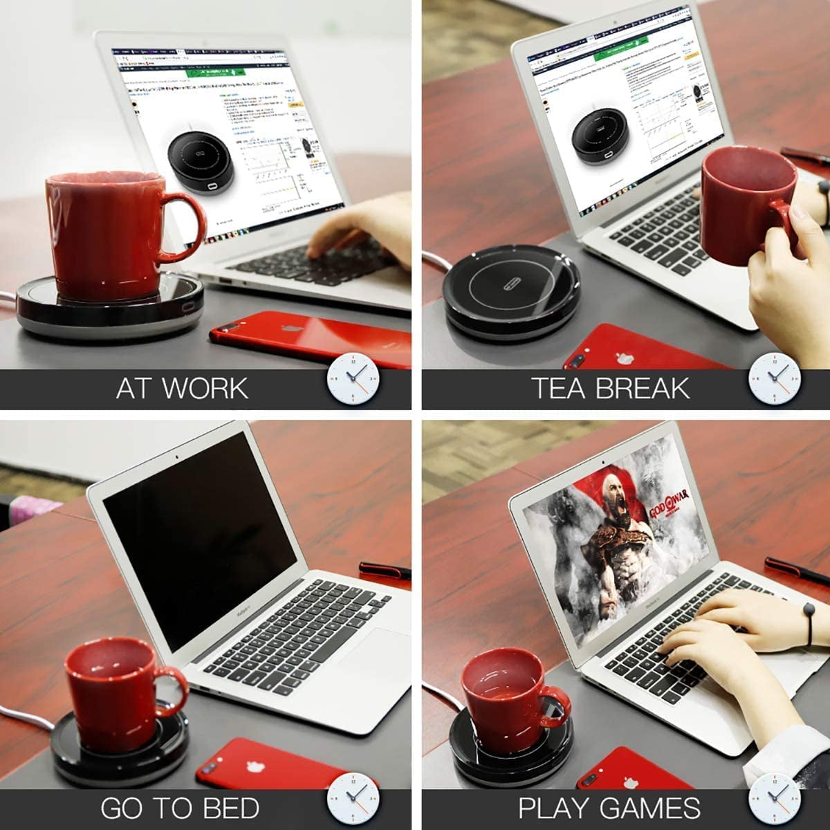 Jisiloe Coffee Mug Warmer, Smart Coffee Cup Warmer with Pressure-Induced Auto On/Off, Candle Warmer Coffee Warmer Plate for M