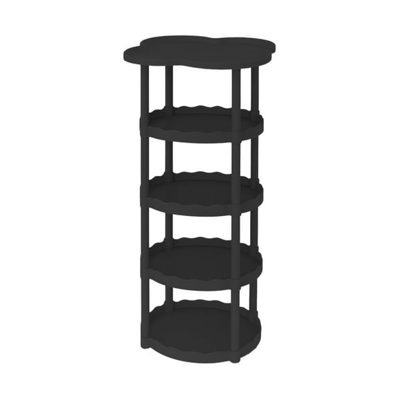 Modern End Table with Storage Shelves, Mobile Sofa Side Table for Living Room, Bedroom, Space Saving Rolling Coffee Table, Adjustable Floor to Ceiling Organizer Shelf