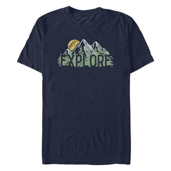 Men's Lost Gods Distressed Mountains Explore  Graphic T-Shirt