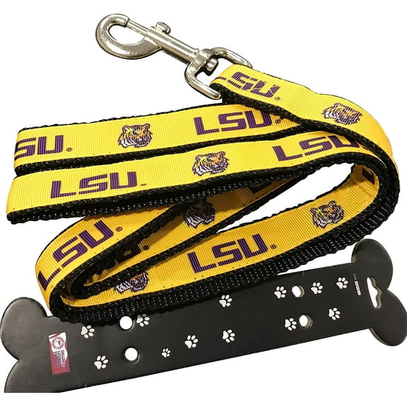 Brand New LSU Mascot Design Pet Dog Leash(Small), 5/8 inch Wide, 6 Feet Long, Officially Licensed, Official Tigers Logo/Yellow/Purple Color