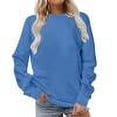 thumbnail image 2 of Ndbuld Long Sleeve Shirts for Women Fall Tops Dressy Casual Blouses Pleated V Neck Tunic Tops C Blue 4XL, 2 of 8