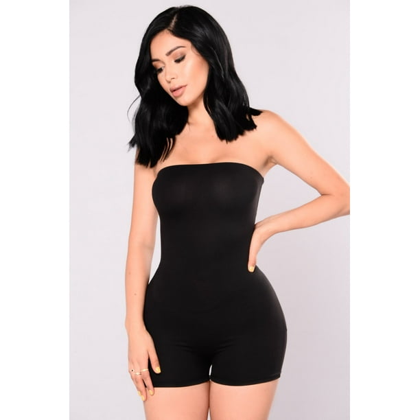  N/C Womens Sexy Strapless Bandeau Jumpsuit One Piece