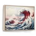 thumbnail image 2 of Designart "The Red Great Wave A Masterpiece from Kanagawa IV" Nautical & Beach Floater Framed Canvas Wall Art, 2 of 7